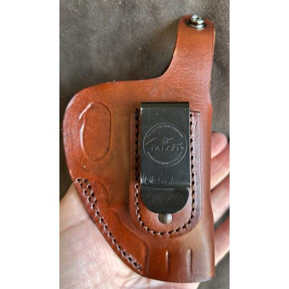 Falco Holster Leather Belt Clip Left Handed 357 Or 38 Revolver Snap Release - Picture 2 of 6